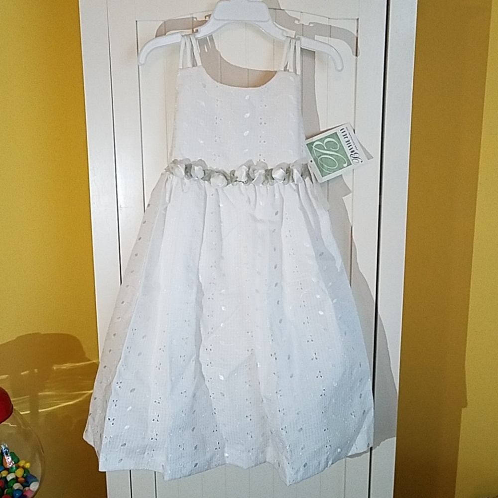 NWT Girls Bonnie Jean white eyelet dress size 4/4T